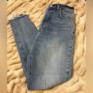 We The Free Denim Cropped Jeans with Frayed Hem
